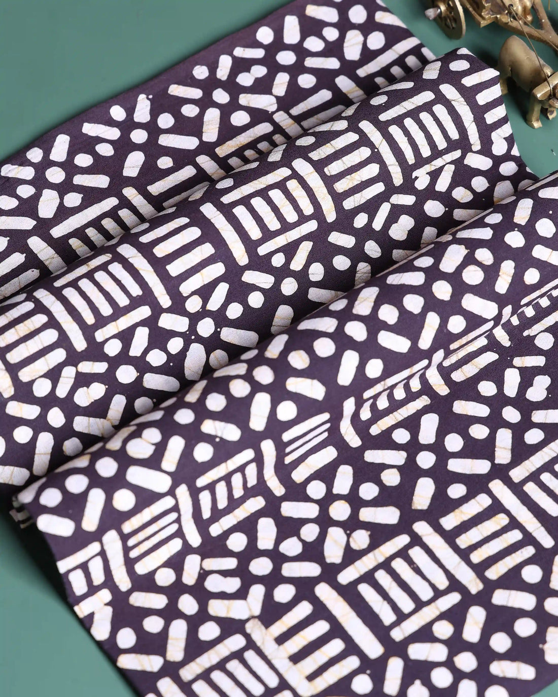 Women’s 1 Meter Blouse Material with Abstract Geometric Batik Inspired Printed Design - Deep Purple