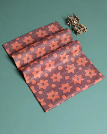 Women’s 1 Meter Cotton Blouse Material with Floral Printed Pattern - Dark Brown