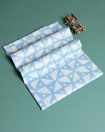 Women’s 1 Meter Cotton Blouse Material with Abstract Print Design - Light Blue