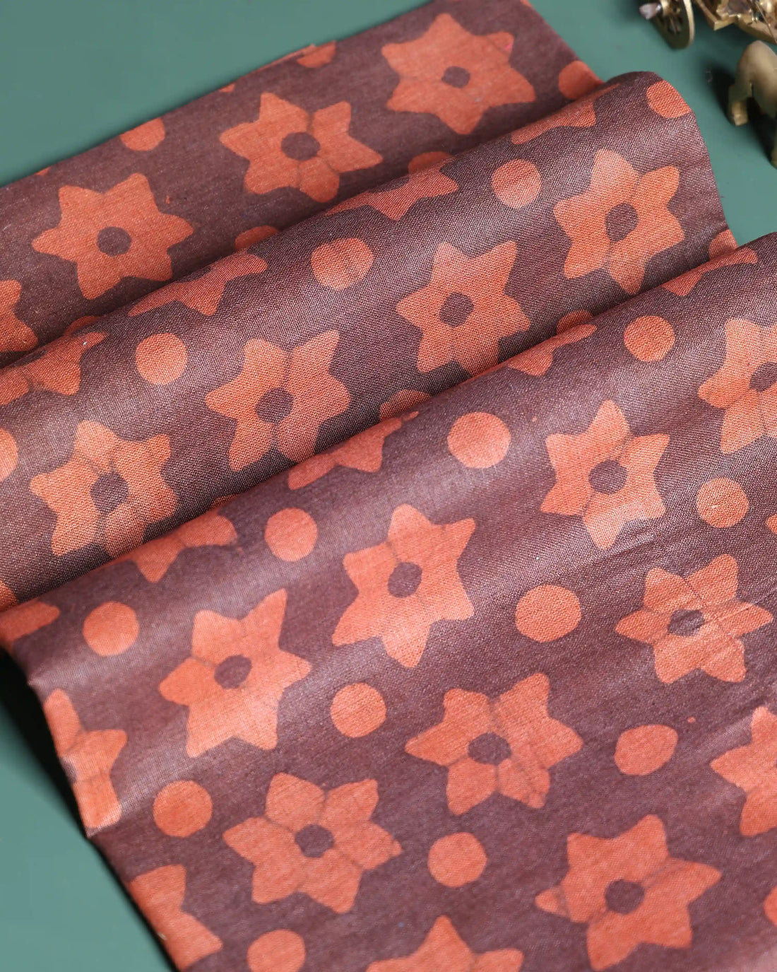 Women’s 1 Meter Cotton Blouse Material with Floral Printed Pattern - Dark Brown