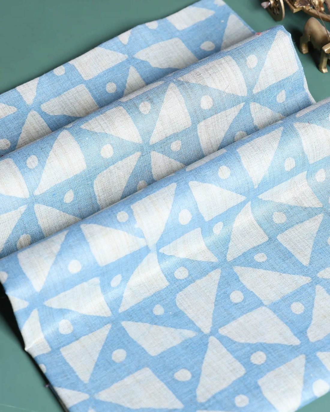 Women’s 1 Meter Cotton Blouse Material with Abstract Print Design - Light Blue