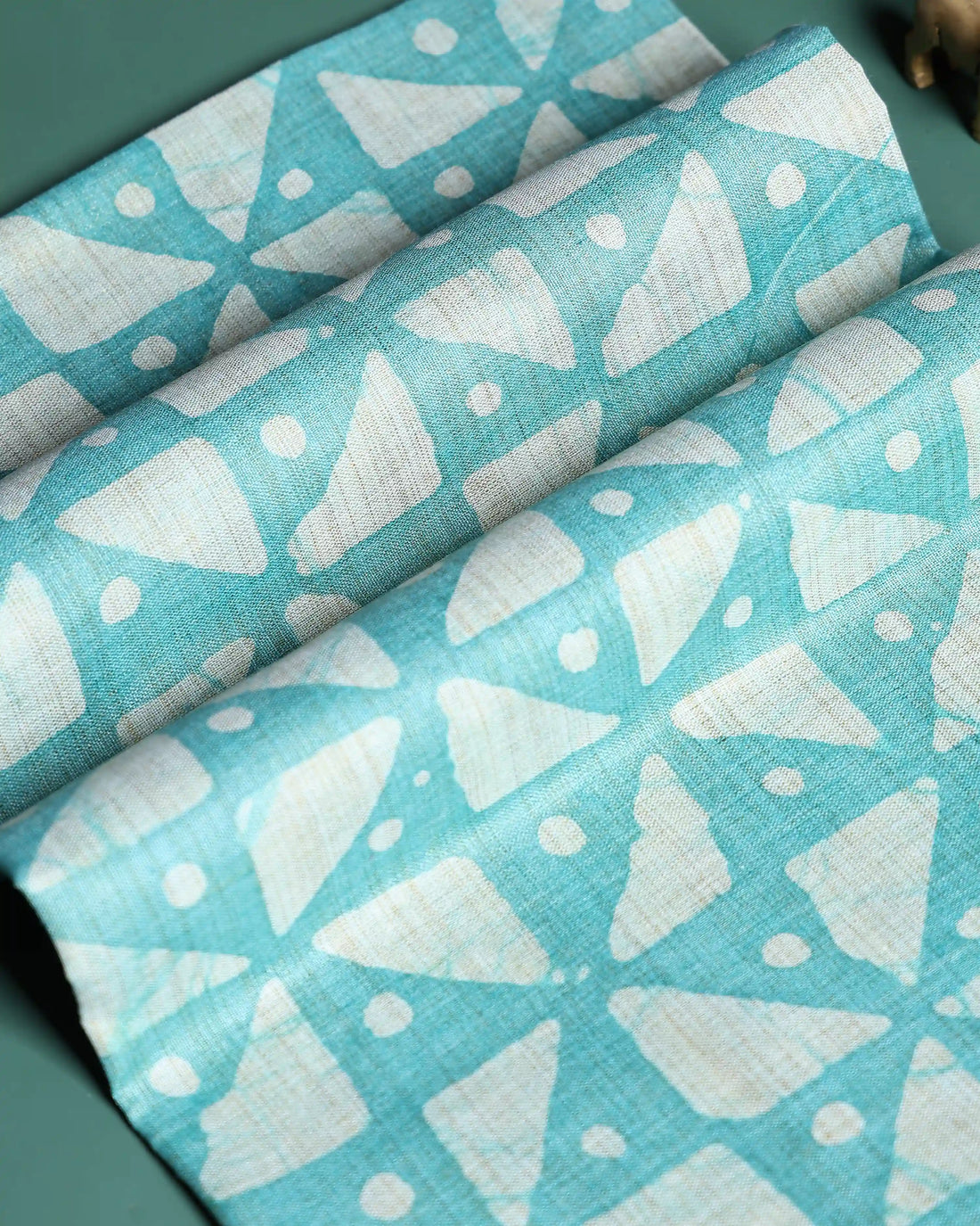 Women’s 1 Meter Cotton Blouse Material with Abstract Print Design - Aqua Blue