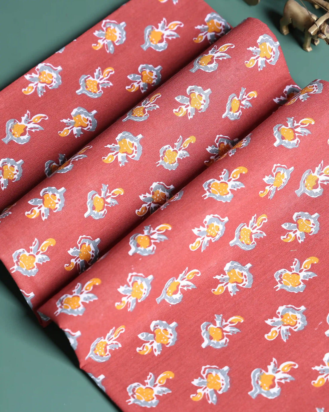 Women’s 1 Meter Floral Printed Blouse Material with Intricate Small Floral Motif Pattern - Red