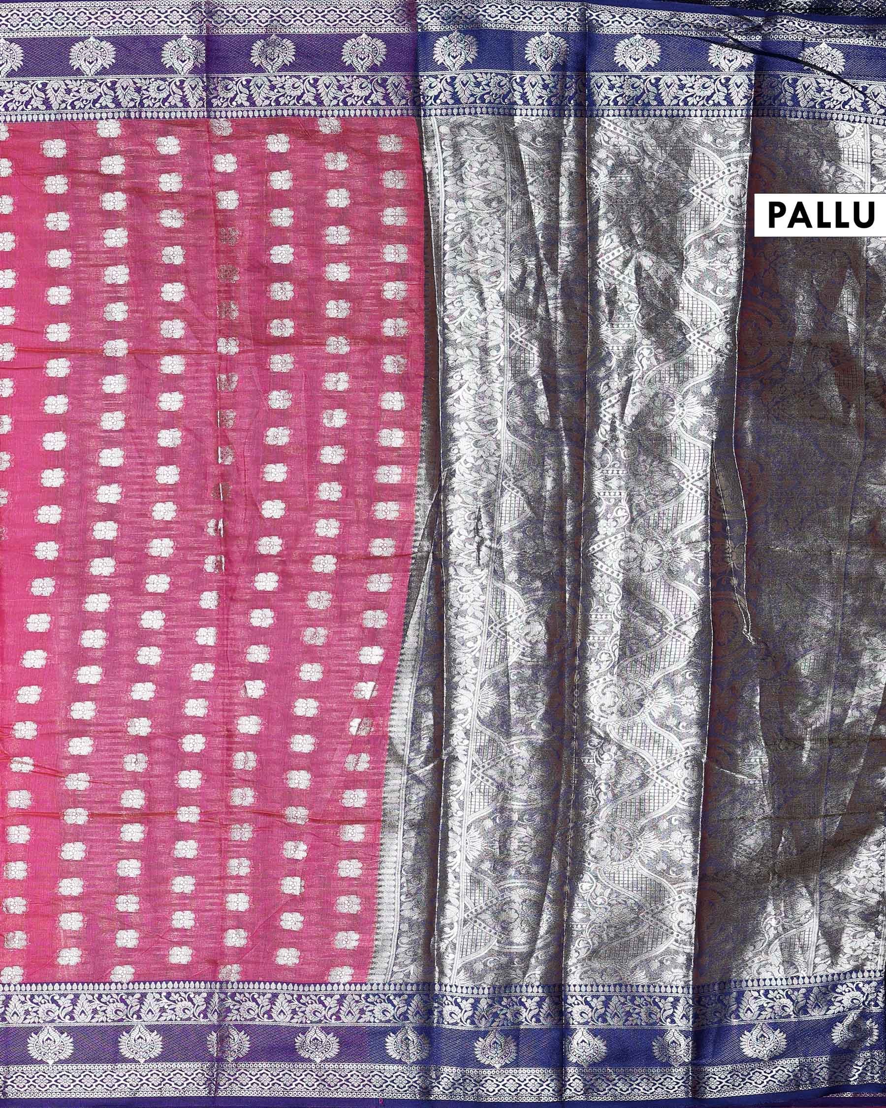 Elegant Banarasi Tissue Saree with Traditional Zari Motifs and Ornate Woven Border -Pallu