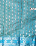 Elegant Banarasi Tissue Saree with Traditional Zari Motifs and Ornate Woven Border - Blue-Blouse