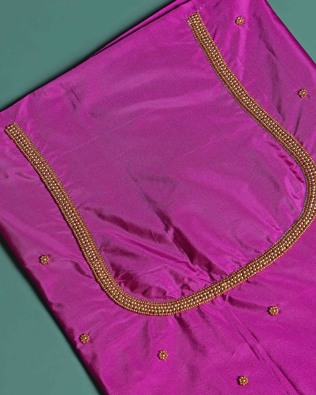 Elegant Embroidered Designer Blouse Material with Intricate Bead and Thread Work -Purple