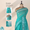 Bengal Cotton Saree With Woven Buti Motifs And Contrast Border In Aqua Green Front Draped Mannequin View