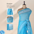 Bengal Cotton Saree With Woven Buti Motifs And Contrast Border In  Blue Front Draped Mannequin View