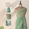 Bengal Cotton Saree With Woven Buti Motifs And Contrast Border In Olive Green Front Draped Mannequin View