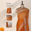 Bengal Cotton Saree With Woven Buti Motifs And Contrast Border In Orange Front Draped Mannequin View