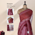 Bengal Cotton Saree With Woven Butta Motifs And Contrast Border In  Maroon Draped Front View