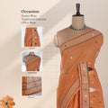 Bengal Cotton Saree With Woven Butta Motifs And Contrast Border In  Orange Draped Front View 