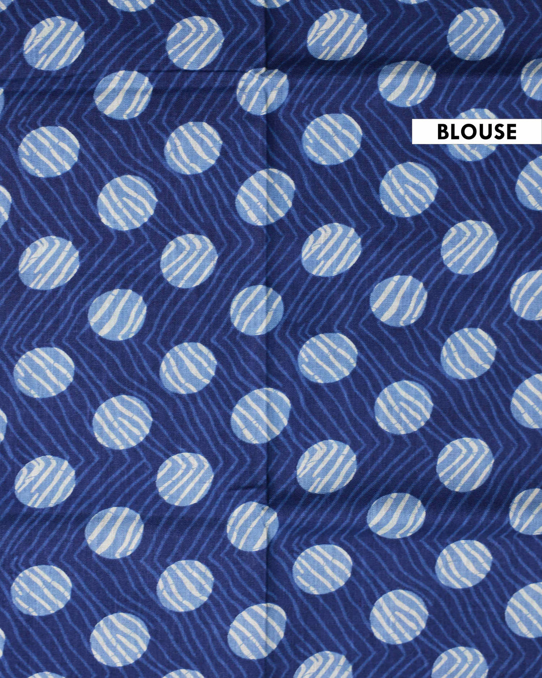 Handwoven Khadi Cotton Saree with Contrast Printed Blouse and Tassel Accents - Blue