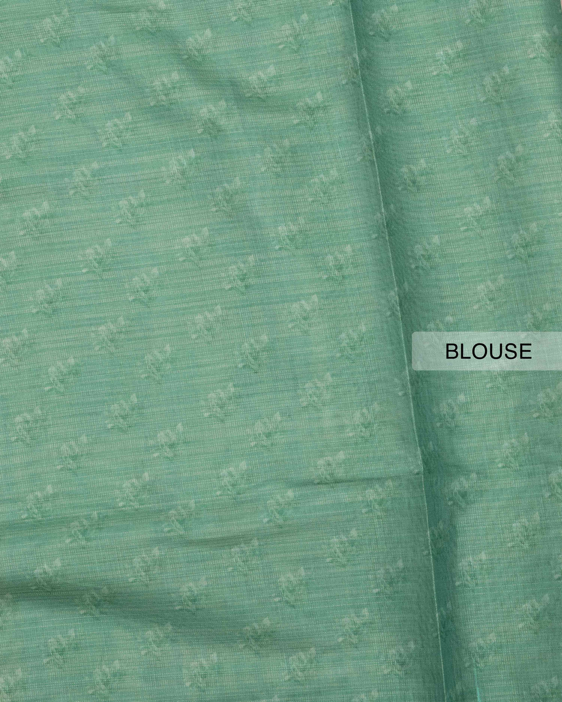 Ethnic Floral Printed Tissue Saree - Green