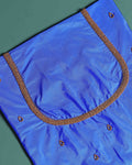 Traditional Hand-Embroidered Blouse Material with Aari Work - Royal Blue