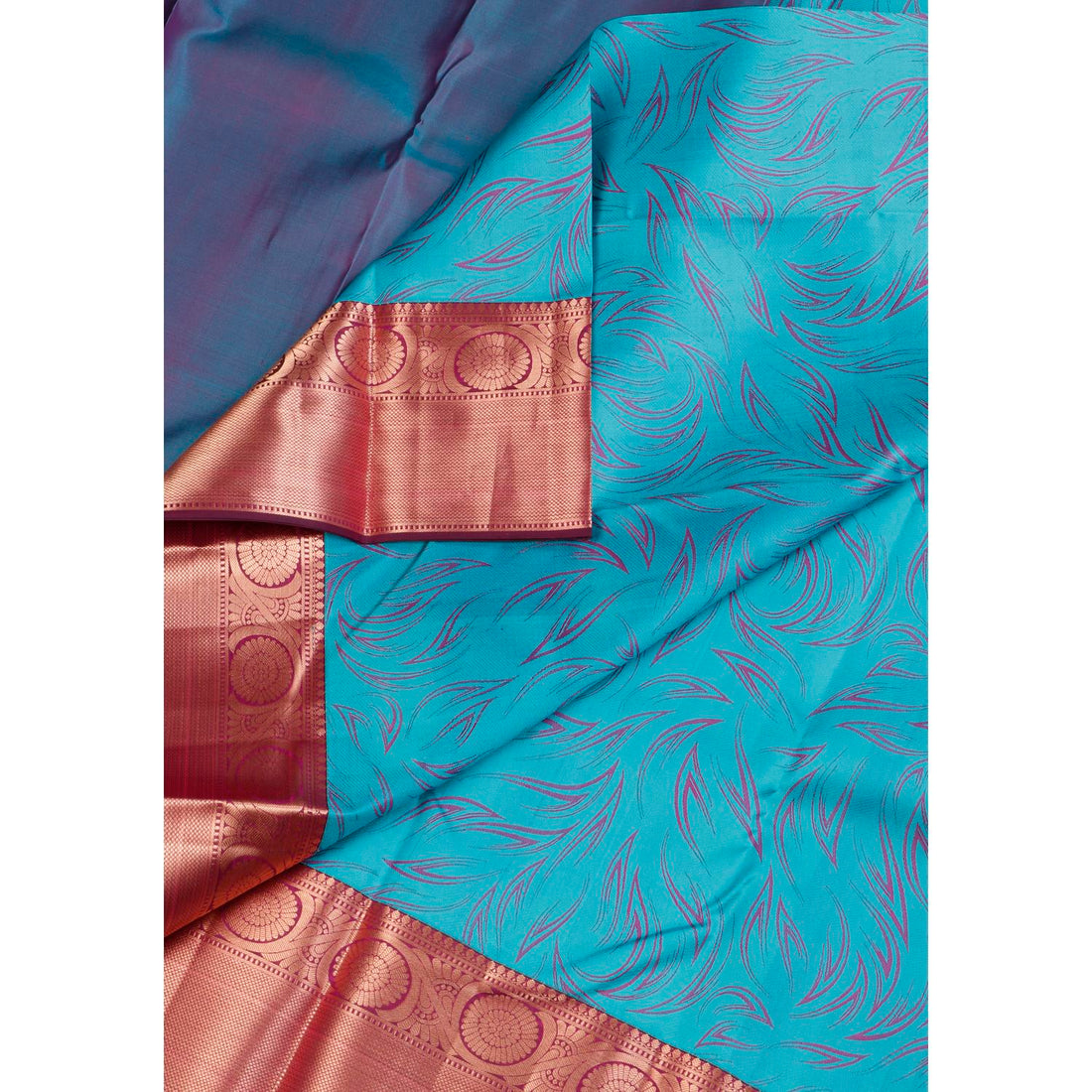 Blue With Maroon Colour Kanchipuram Pure Silk Saree
