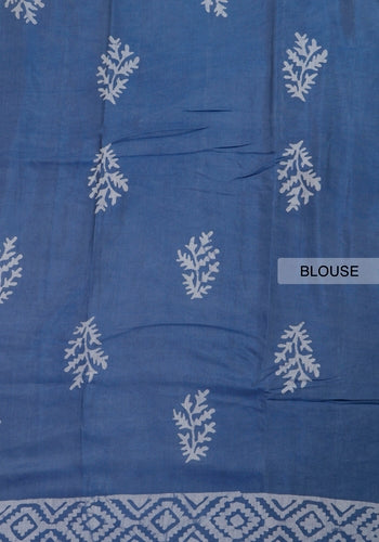 Blue Colour Printed Chanderi Cotton Saree 3