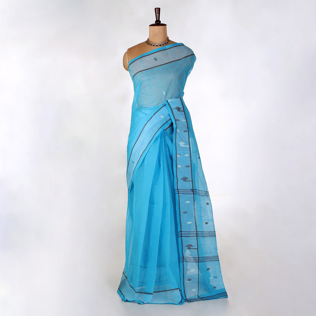 Blue Bengal Cotton Saree For Women | Daily Office Wear Summer Collection | Jeyachandran - Full View
