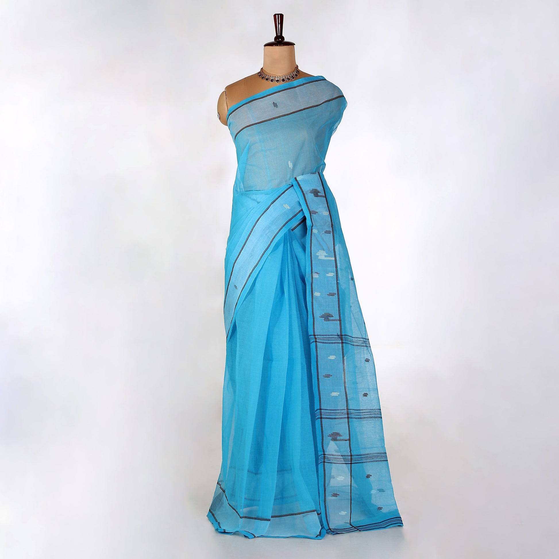 Blue Bengal Cotton Saree For Women | Daily Office Wear Summer Collection | Jeyachandran - Full View
