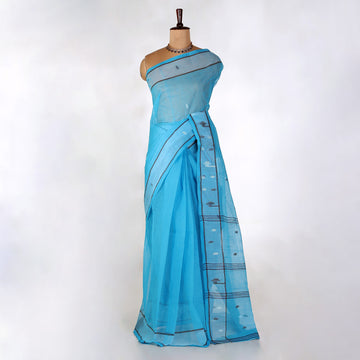 Blue Bengal Cotton Saree For Women | Daily Office Wear Summer Collection | Jeyachandran - Full View