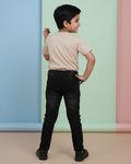 Boys Casual Stylish Printed T- Shirt - Beige-Back-1