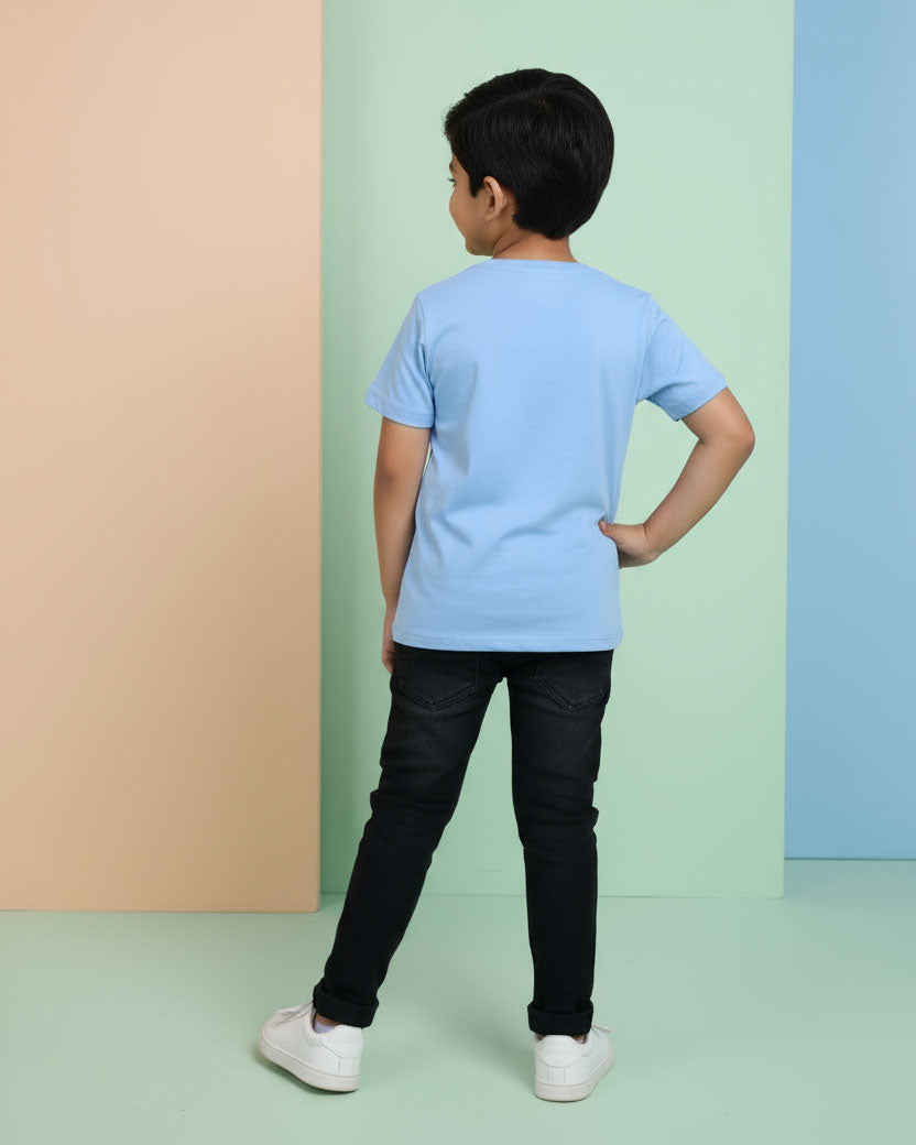 Boys Casual Stylish Printed T- Shirt - Blue-Back-2