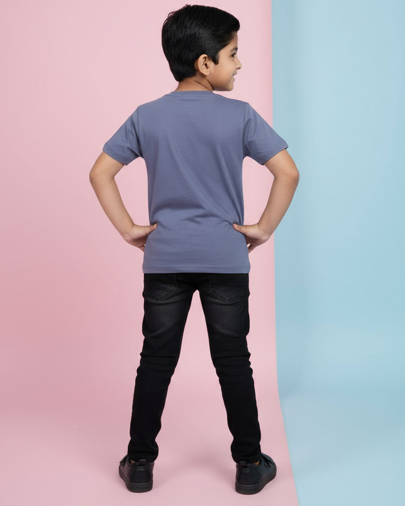 Boys Casual Stylish Printed T- Shirt - Blue-Back-3