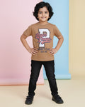 Boys Casual Stylish Printed T- Shirt - Brown