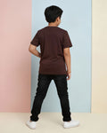 Boys Casual Stylish Printed T- Shirt - Dark Brown-Back