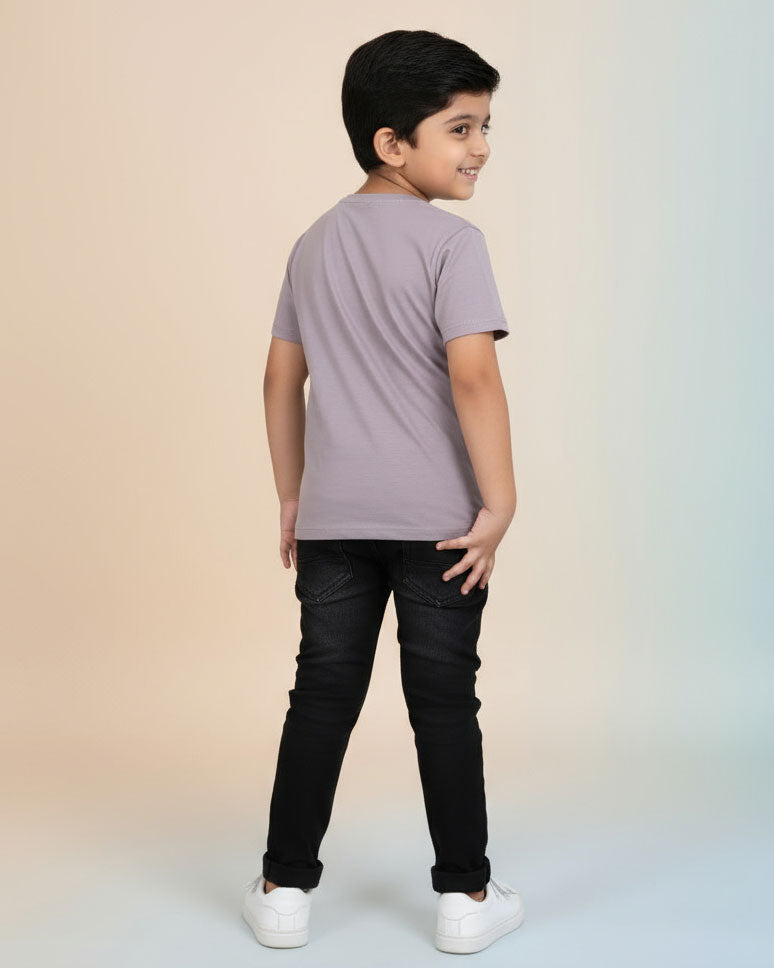 Boys Casual Stylish Printed T- Shirt - Light Purple-Back