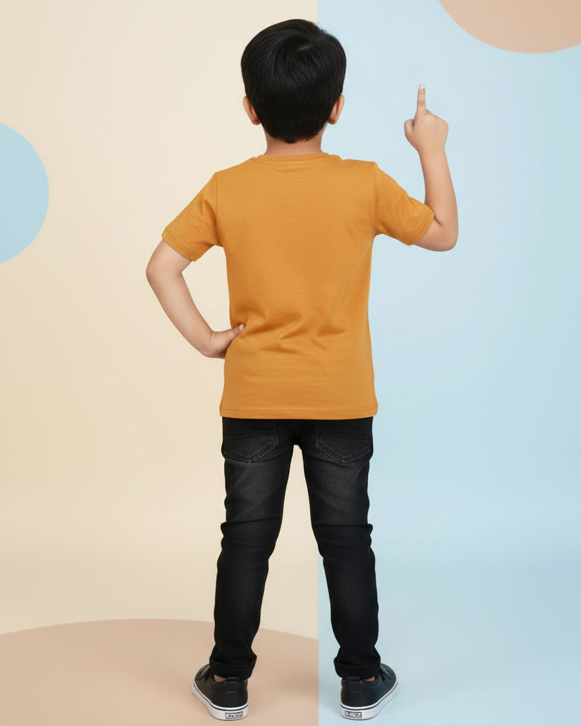 Boys Casual Stylish Printed T- Shirt - Orange-Back