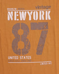 Boys Casual Stylish Printed T- Shirt - Orange-Close