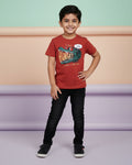Boys Casual Stylish Printed T- Shirt - Red-Front-2