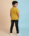 Boys Casual Stylish Printed T- Shirt - Yellow-Back