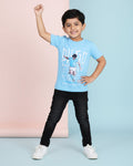 Boys Festive Stylish Printed T- Shirt - Blue - front