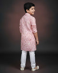 Boys Floral Printed Festive Kurta Set with Mandarin Collar 