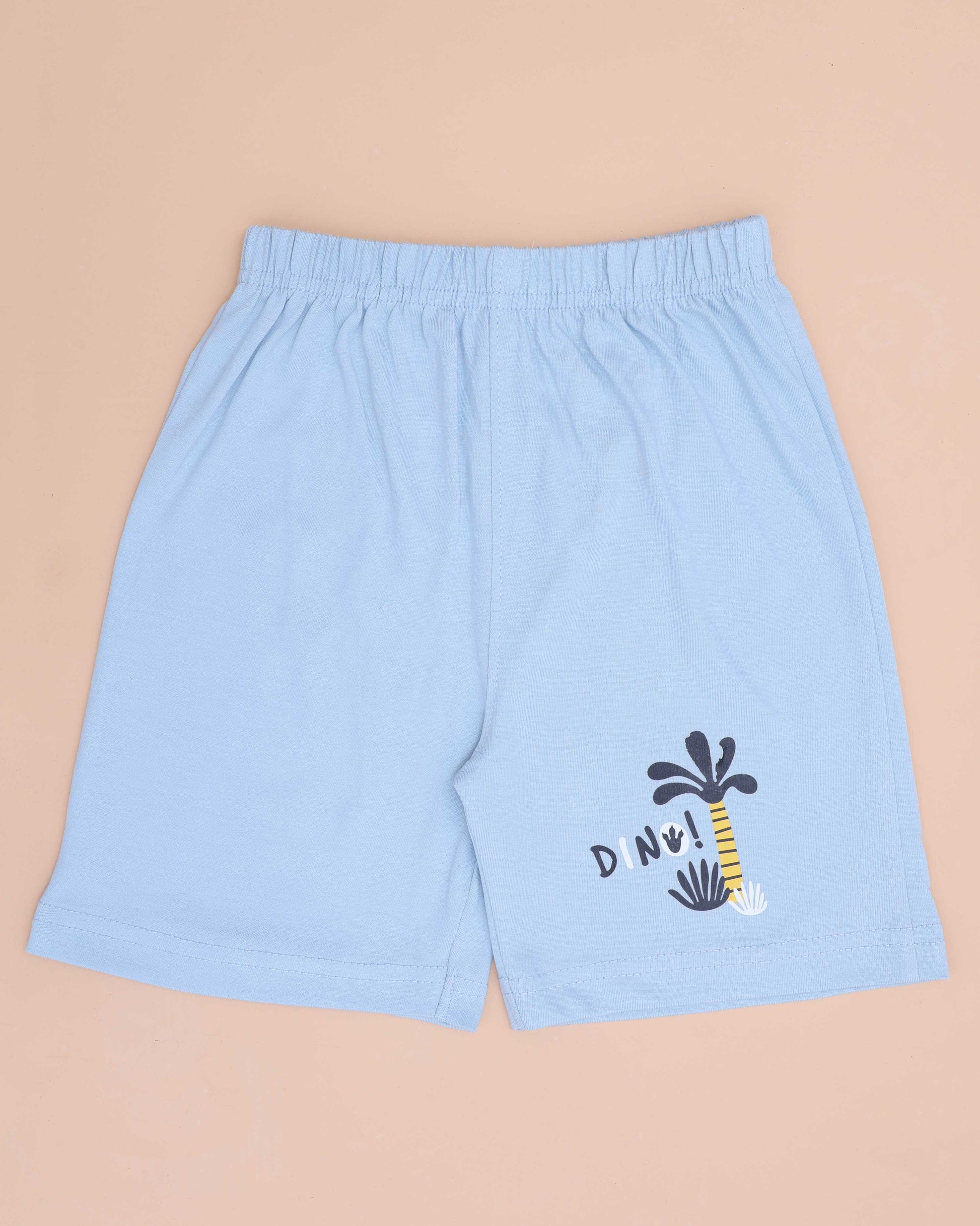 Boys' Printed Casual T-shirt and Shorts Set - Grey & Blue