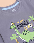 Boys' Printed Casual T-shirt and Shorts Set - Grey & Blue