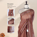 Brown Bengal Cotton Saree Featuring Woven Stripes, Butta Motifs And Contrast Pallu Draped Front View