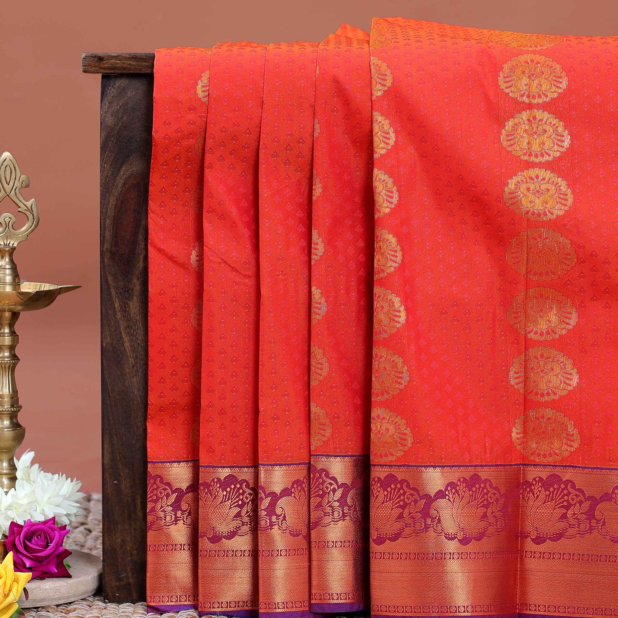 Buy 1 Get 2 Offer Silk Saree-orange-one