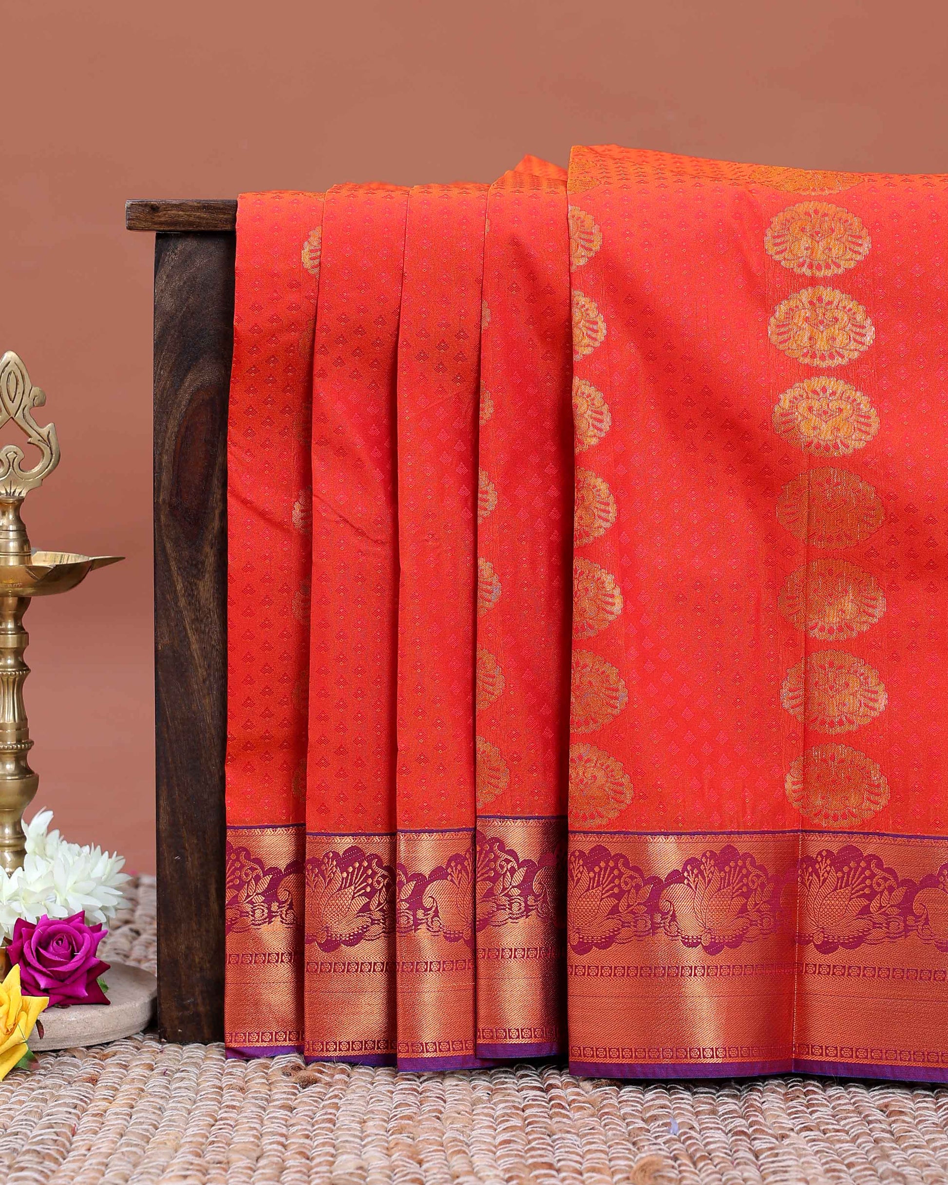 Buy 1 Get 2 Offer Silk Saree-orange-one