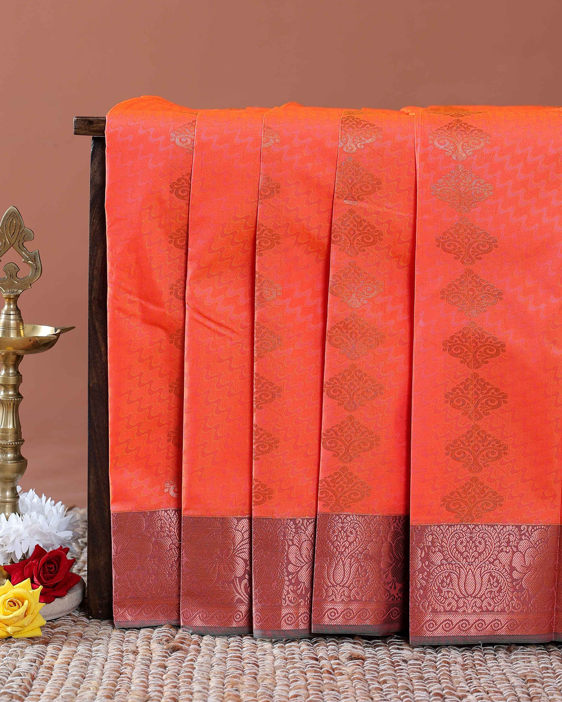 Buy 1 Get 2 Offer Silk Saree -dark orange