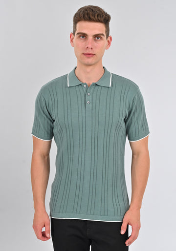 Nativebull Green Color Cotton Half Sleeve Collar Neck T Shirt