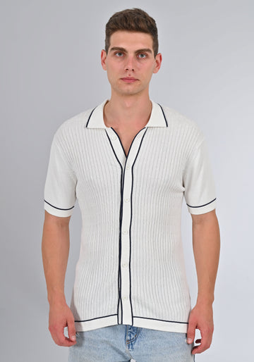 Nativebull White Color Cotton Half Sleeve Collar Neck T Shirt