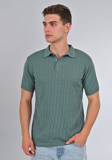 Nativebull Green Color Cotton Half Sleeve Collar Neck T Shirt