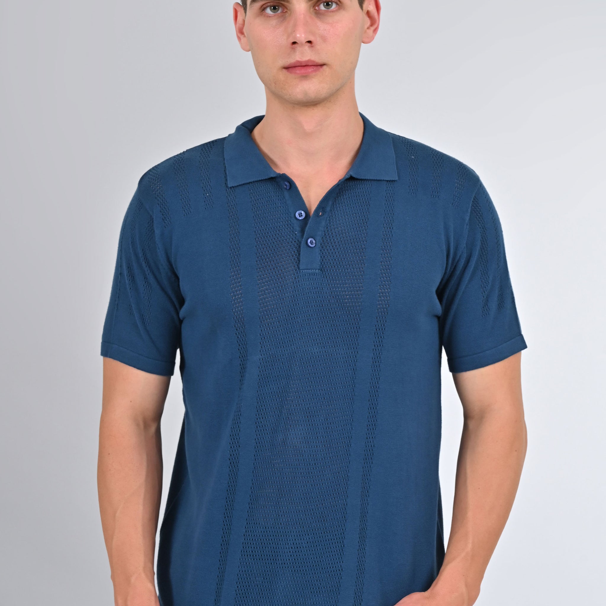 Nativebull Blue Color Cotton Half Sleeve Collar Neck T Shirt