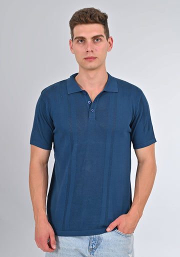 Nativebull Blue Color Cotton Half Sleeve Collar Neck T Shirt