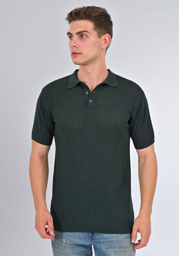 Nativebull Green Color Cotton Half Sleeve Collar Neck T Shirt