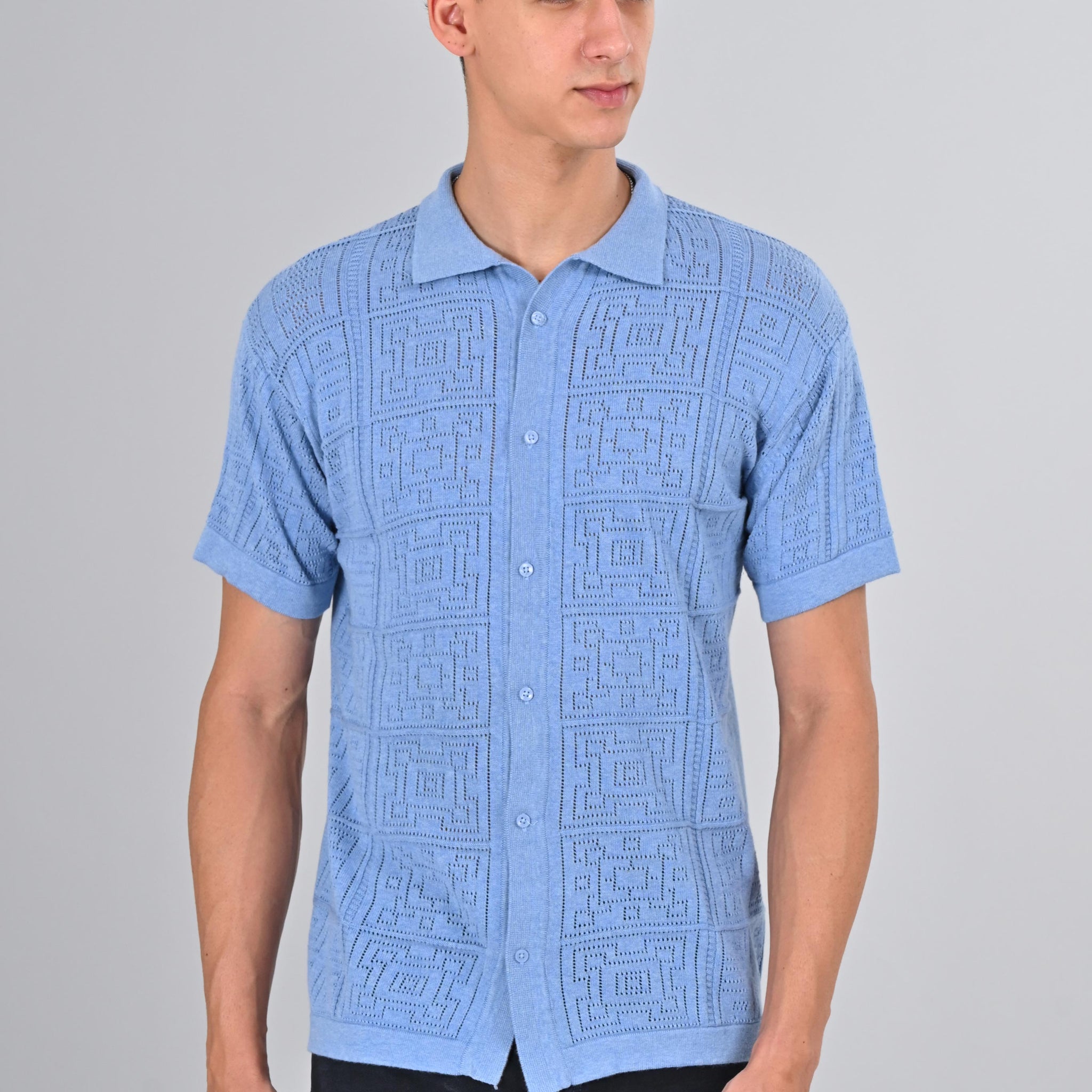 Nativebull Blue Color Cotton Half Sleeve Collar Neck T Shirt