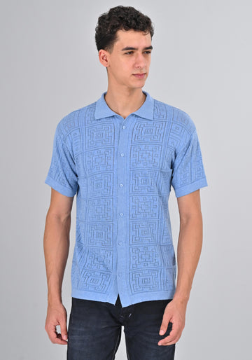 Nativebull Blue Color Cotton Half Sleeve Collar Neck T Shirt